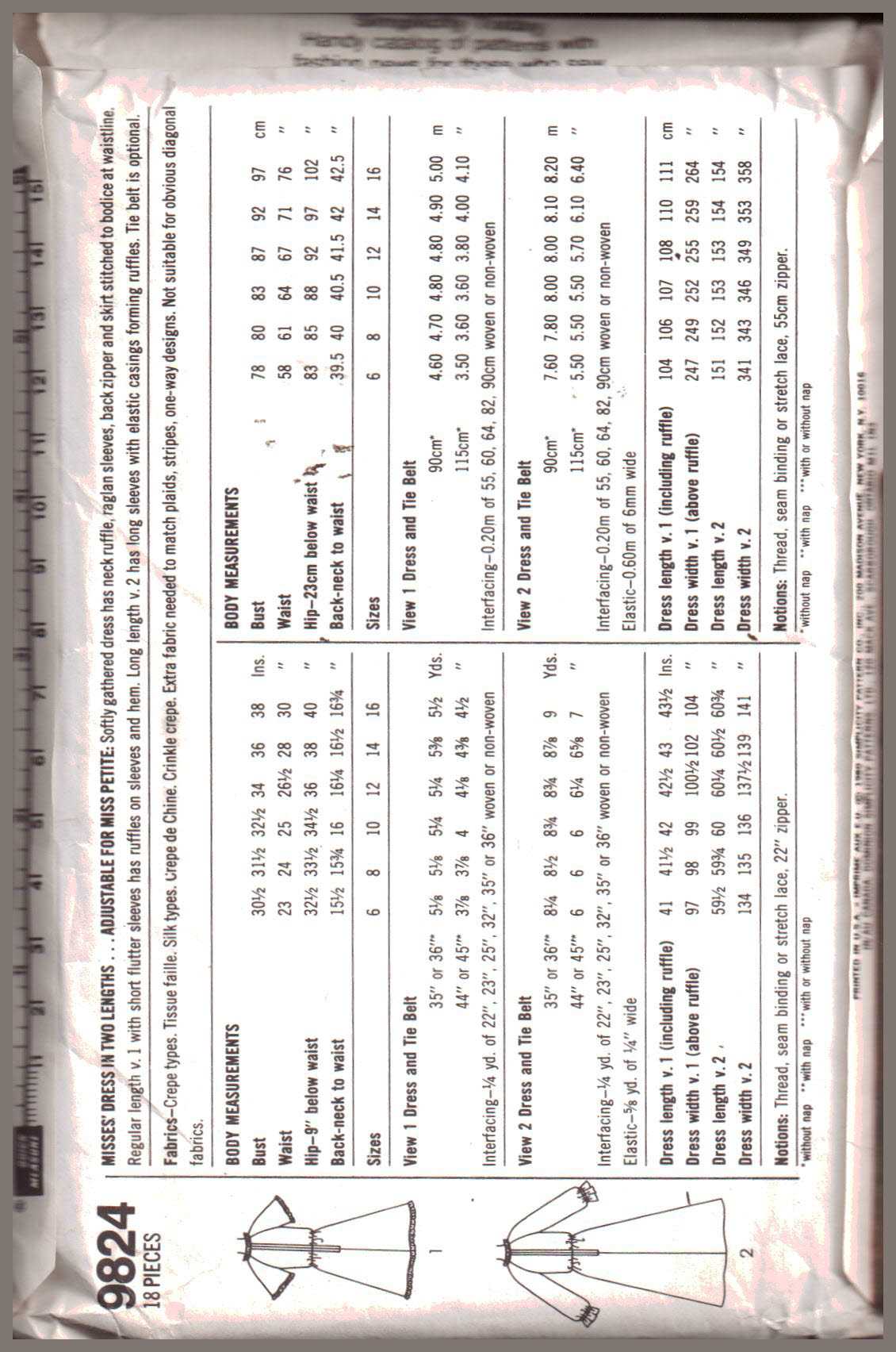 Simplicity 9824 Dress Size: 14 Uncut Sewing Pattern - Image 2