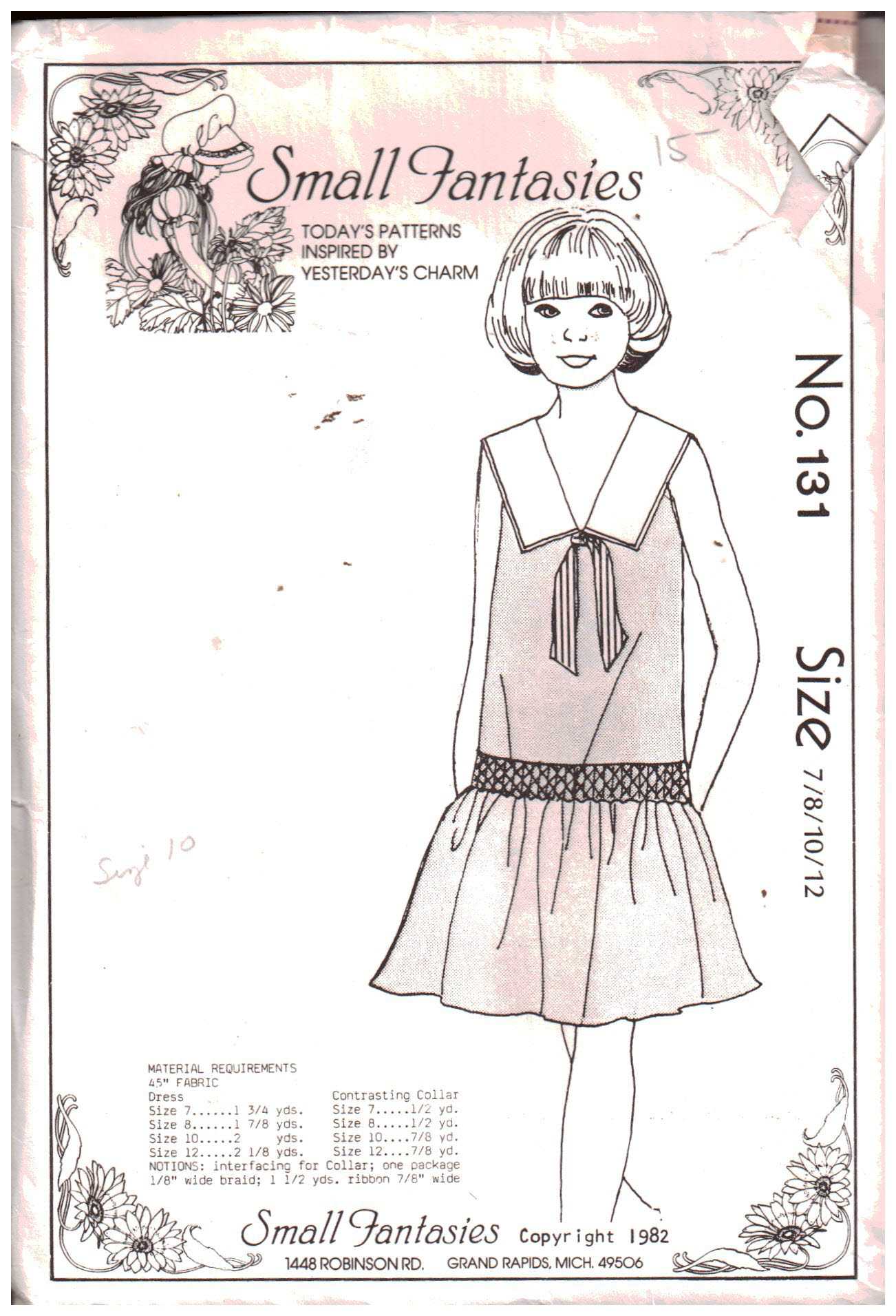 Small Fantasies 131 Girl's Dress Size: 7-8-10-12 Used Sewing Pattern