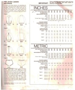 Stretch & Sew 1001 Jackets, Shorts Size: 28-44 Uncut Sewing Pattern - Image 2