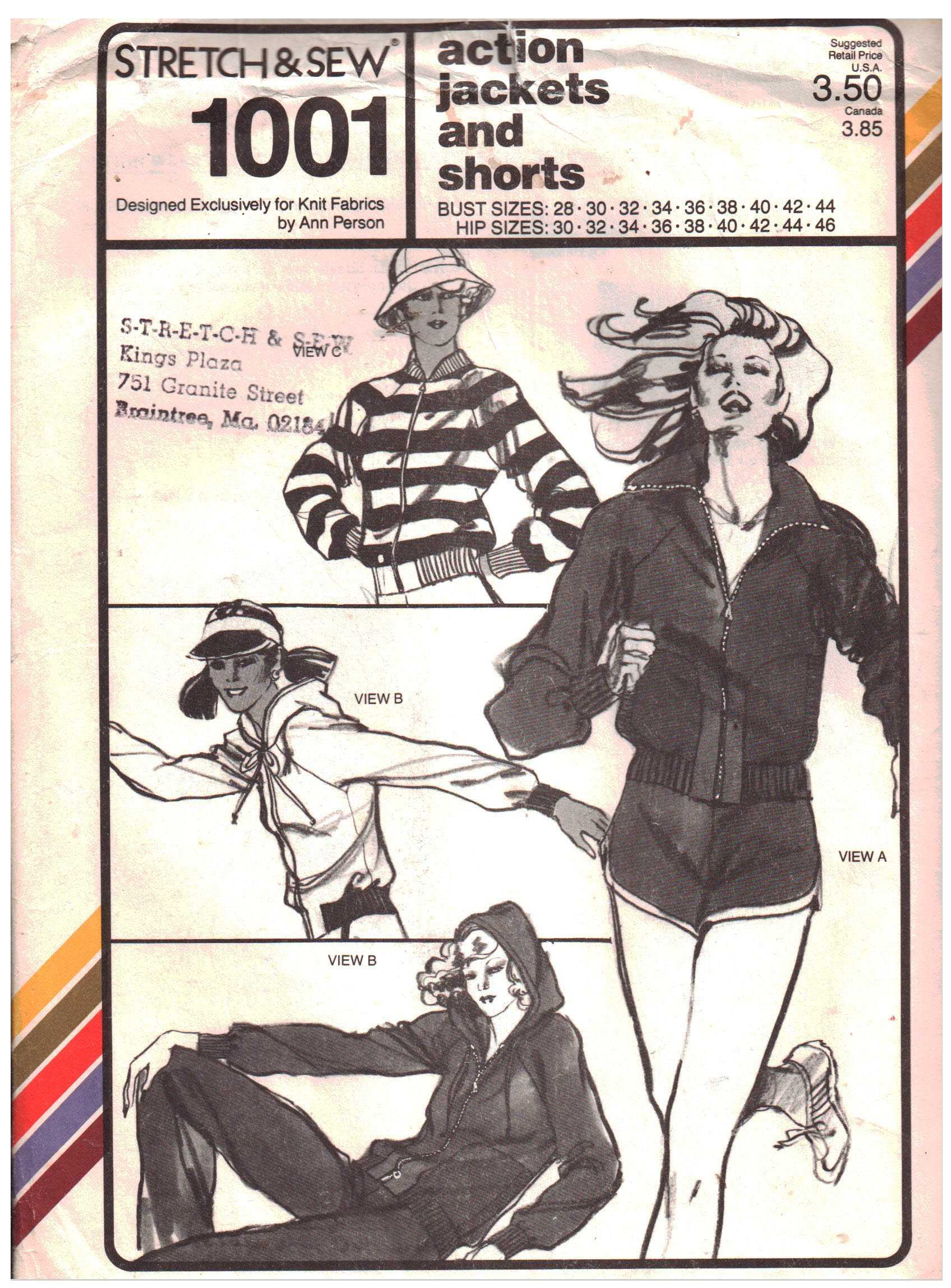 Stretch & Sew 1001 Jackets, Shorts Size: 28-44 Uncut Sewing Pattern
