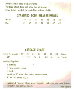 Stretch & Sew 1700 Men's Pants, Shorts Size: 30-42 Uncut Sewing Pattern - Image 2