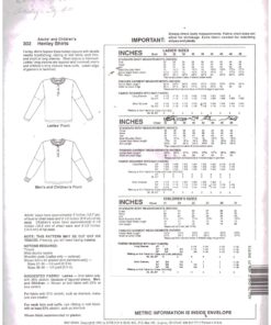 Stretch & Sew 302 Adult and Child's Henley Shirt Size: 3-46, 34-48, 21-31 Uncut Sewing Pattern - Image 2