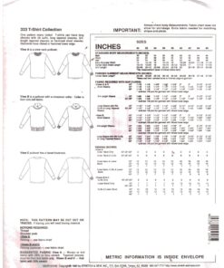 Stretch & Sew 333 T-Shirt Collection Size: 30-46 Uncut Sewing Pattern - Image 2