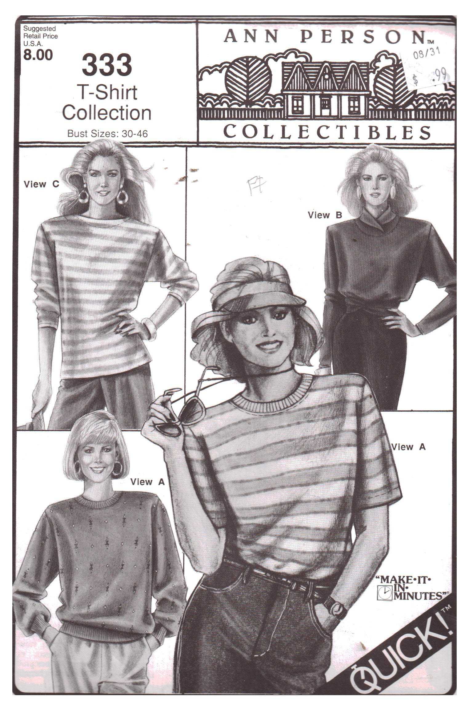 Stretch & Sew 333 T-Shirt Collection Size: 30-46 Uncut Sewing Pattern