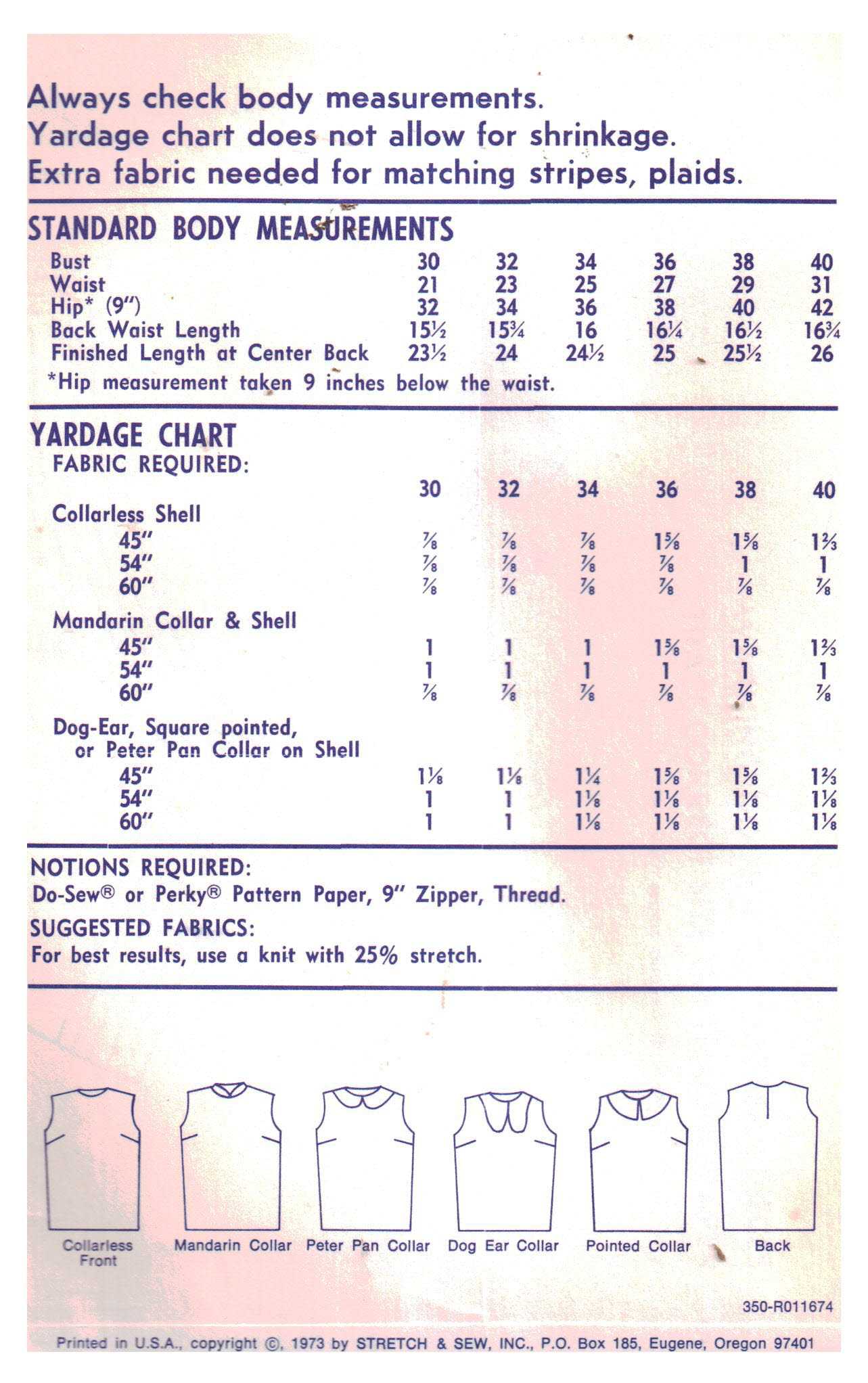 Stretch & Sew 350 Ladies Shell Size: 30-40 Uncut Sewing Pattern - Image 2