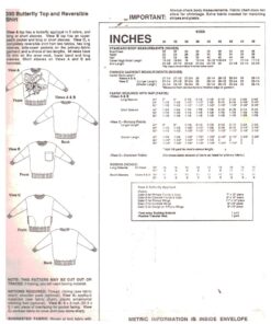 Stretch & Sew 390 Butterfly Top and Reversible Shirt Size: 30-46 Uncut Sewing Pattern - Image 2