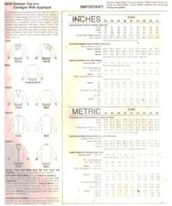 Stretch & Sew 5040 Dolman Top, Cardigan Size: 30-46 Uncut Sewing Pattern - Image 2
