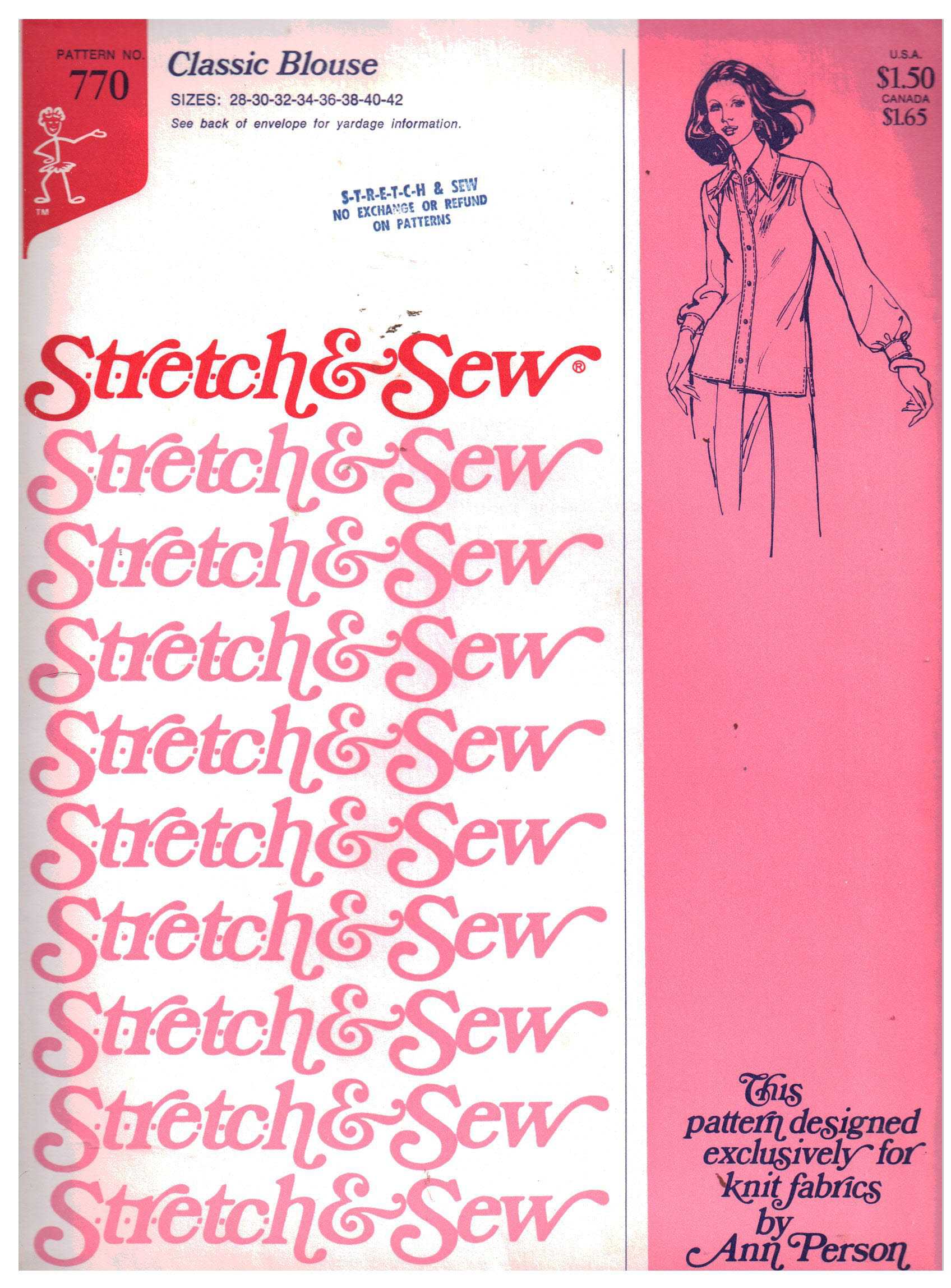 Stretch & Sew 770 Clasic Blouse Size: 28-42 Uncut Sewing Pattern