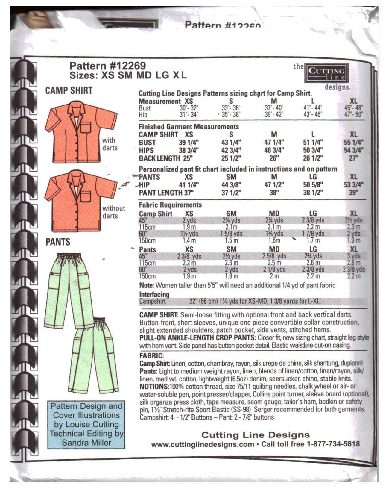 The Cutting Line 12269 Shirt, Pants Size: XS-XL Used Sewing Pattern - Image 2