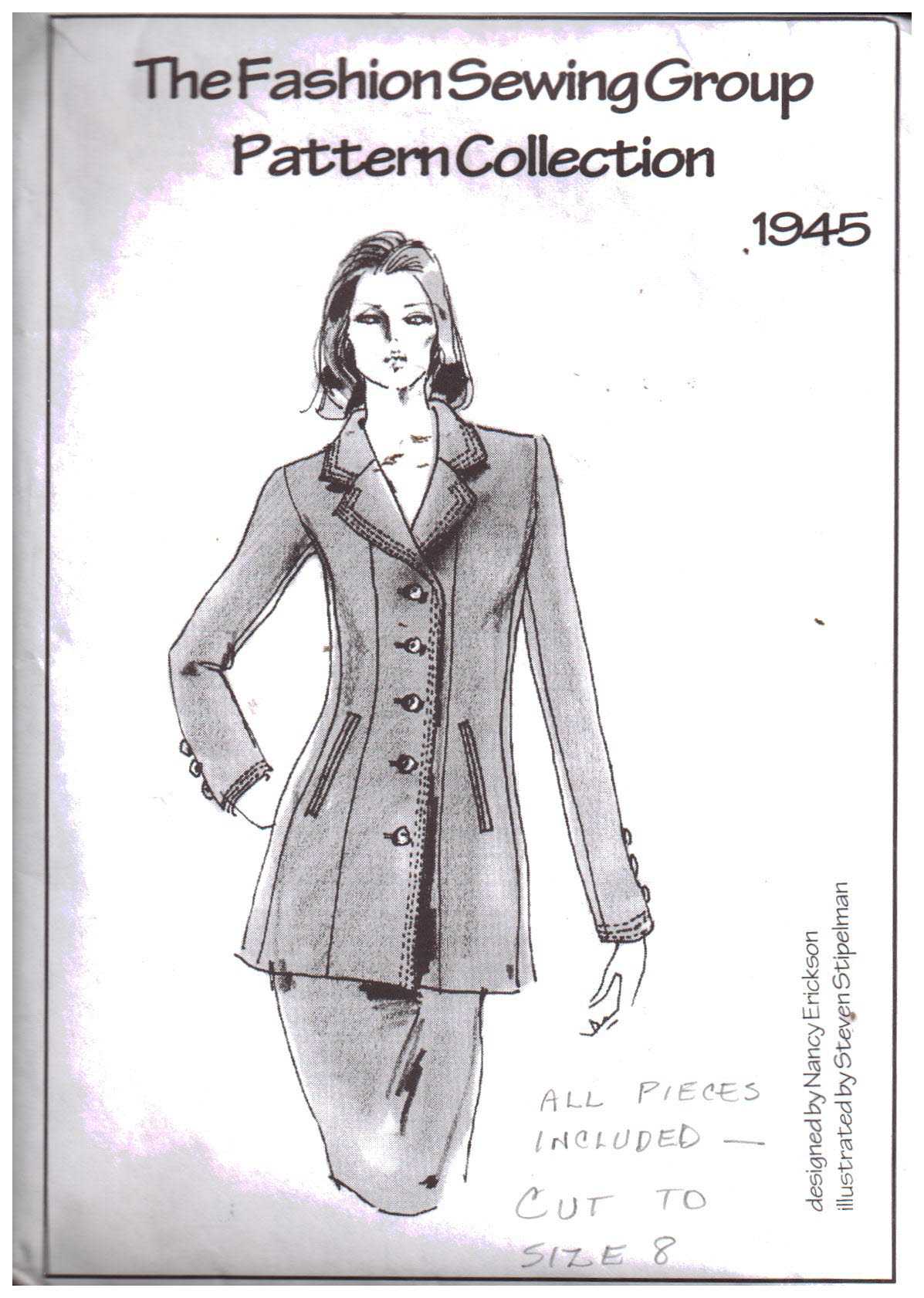 The Fashion Group 1945 Jacket Size: 8 Used Sewing Pattern