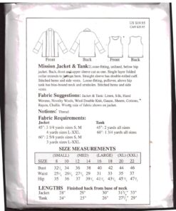 The Sewing Workshop Mission Jacket, Tank Size: S-XXL Used Sewing Pattern - Image 2