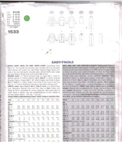 Alternative view of Vogue 1533 Jacket, Dress, Top, Skirt, Pants, Scarf Size: 12-14-16 Uncut Sewing Pattern