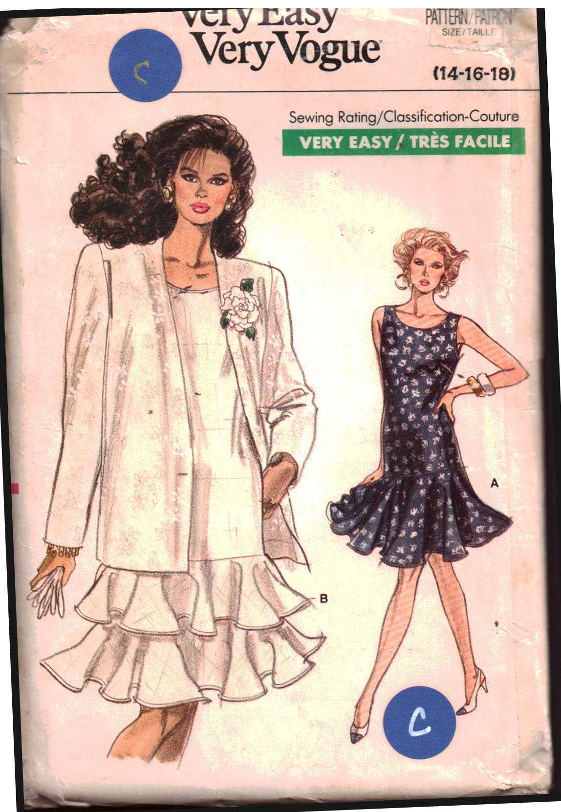 Vogue 7202 Dress, Jacket Size: 14-16-18 Used Sewing Pattern