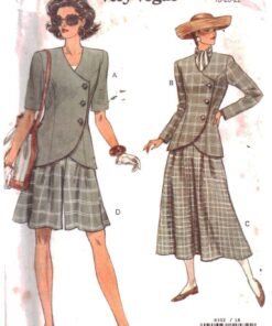 Vogue 8302 Jacket, Split Skirt Size: 18-20-22 Uncut Sewing Pattern