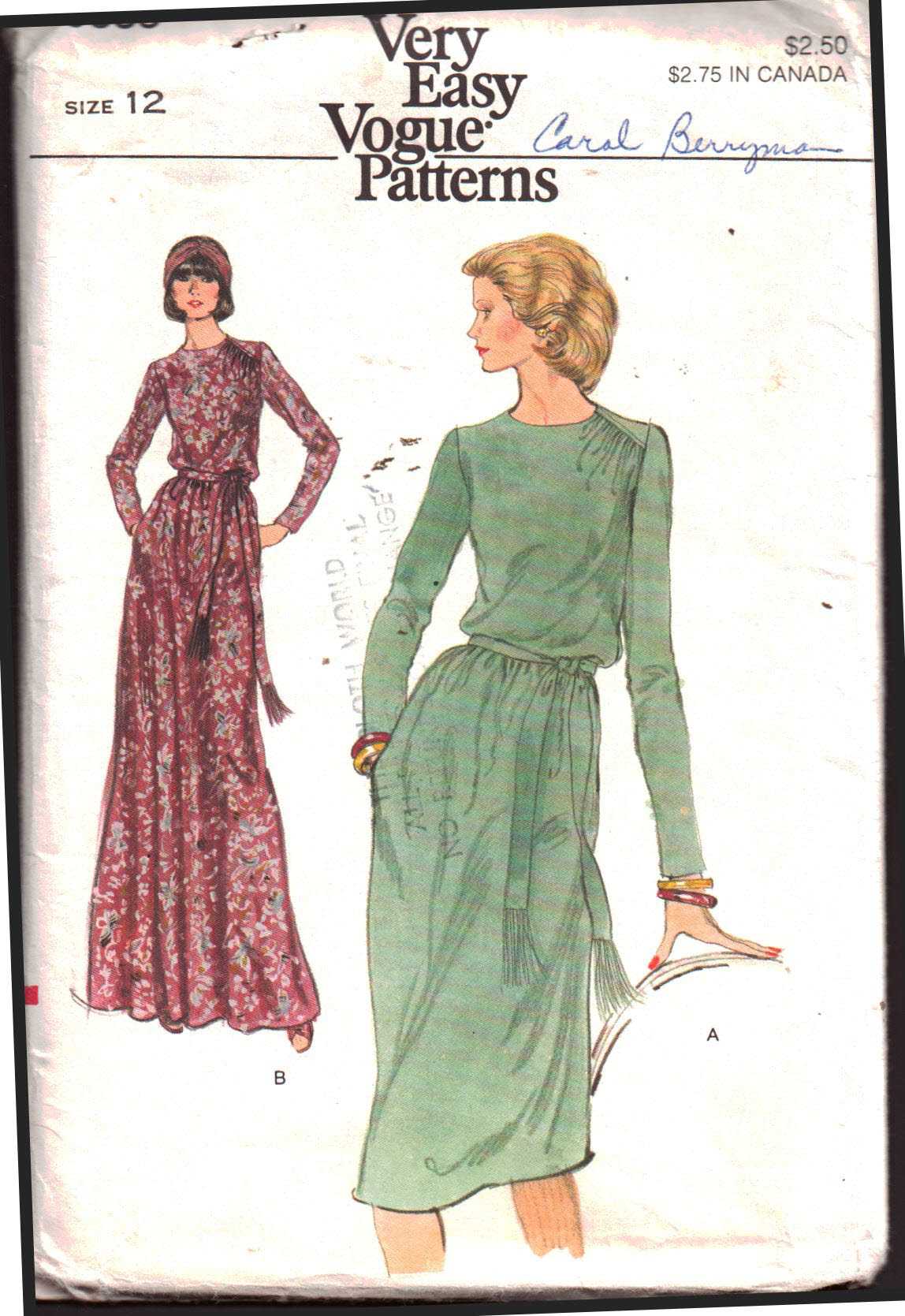 Vogue 9339 Dress Size: 12 Used Sewing Pattern