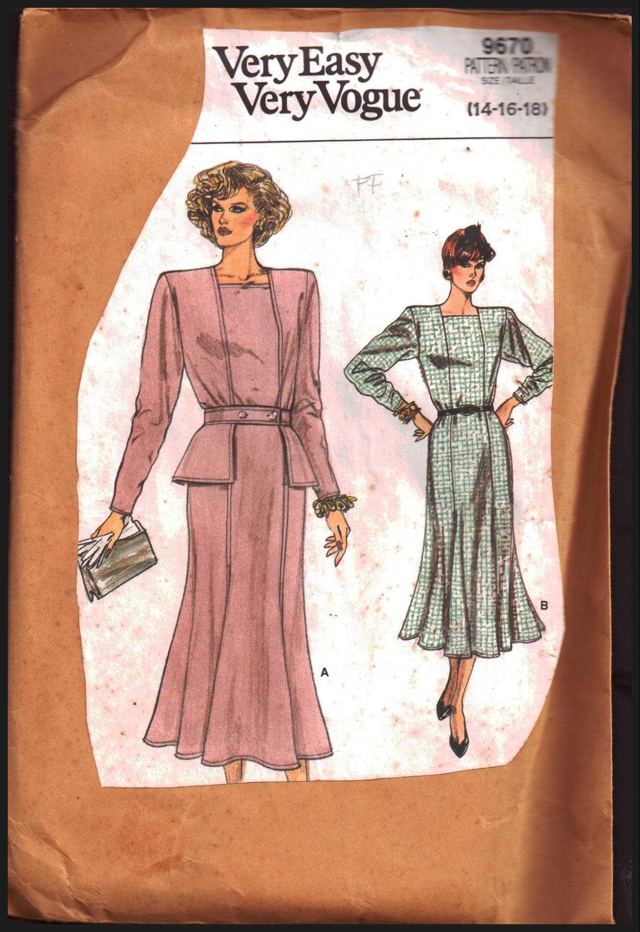 Vogue 9670 Dress Size: 14-16-18 Uncut Sewing Pattern