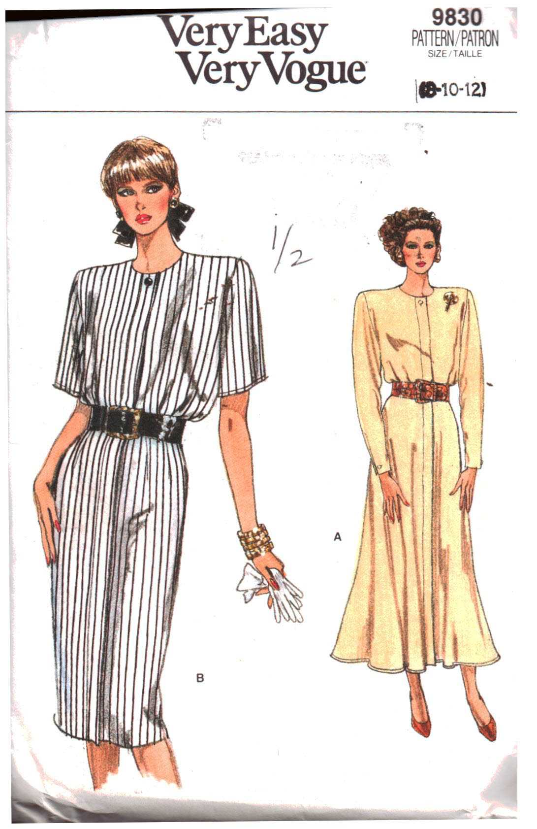 Vogue 9830 Dress Size: 8-10-12 Used Sewing Pattern