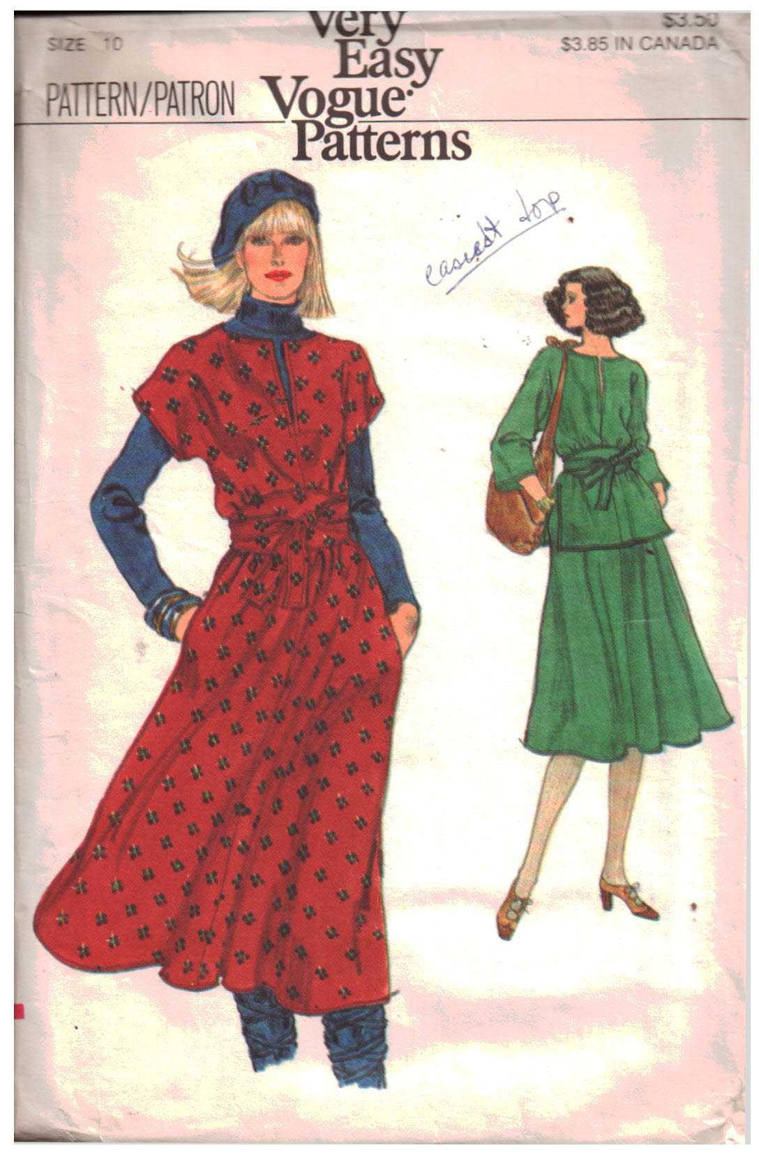 Vogue 9901 Dress, Top, Skirt Size: 10 Used Sewing Pattern