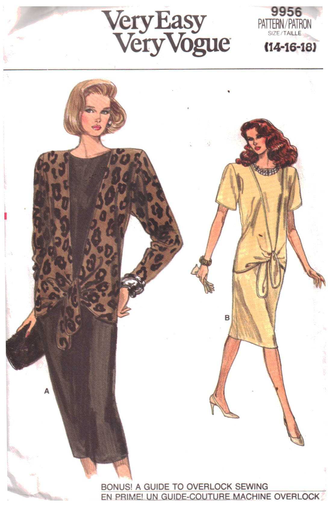 Vogue 9956 Dress Size: 14-16-18 Uncut Sewing Pattern
