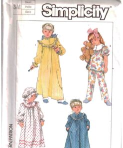 Simplicity 7652 Girl's Nightgown, Pajamas, Robe, Hat Size: SM or LG Uncut Sewing Pattern