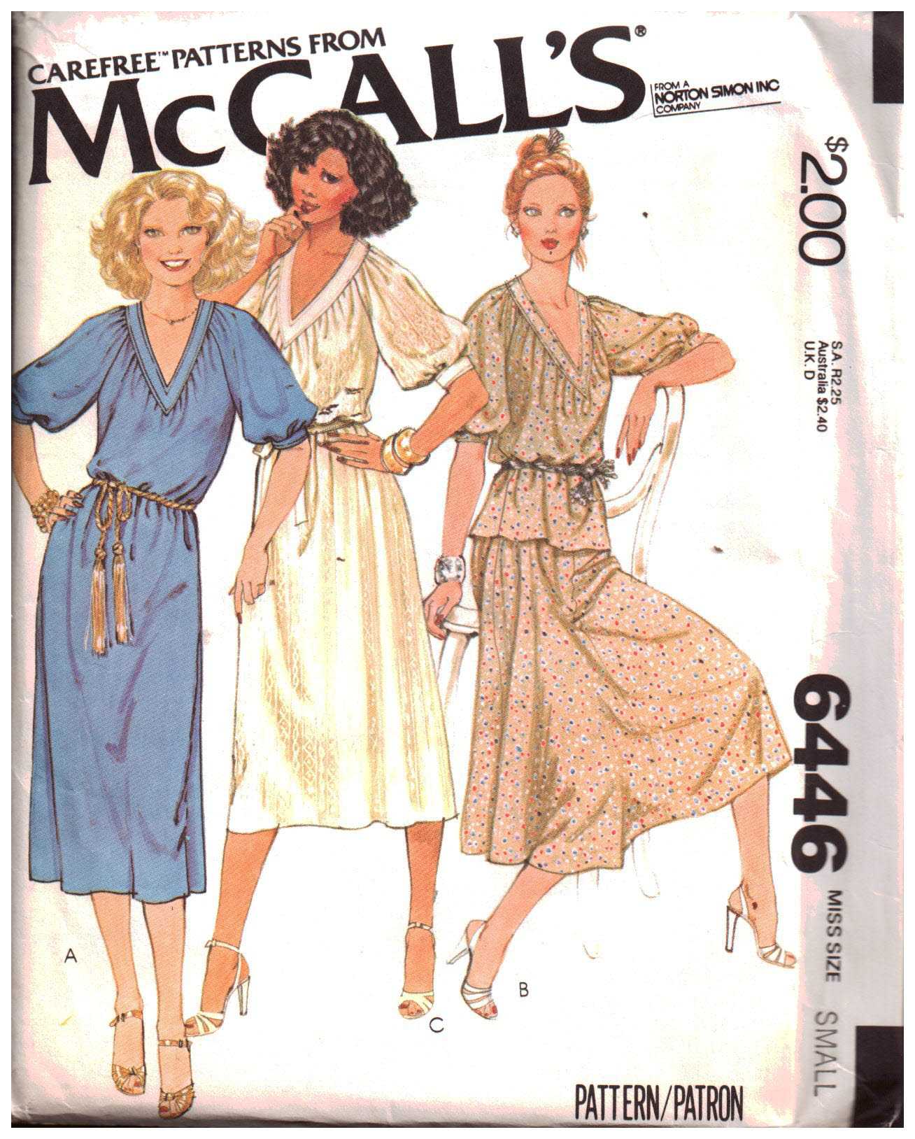 McCall's 6446 Dress, Top, Skirt Size: 10-12 Uncut Sewing Pattern