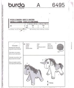Alternative view of Burda 6495 Toy Unicorn, Horse Size: 12" Uncut Sewing Pattern