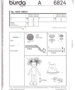 Alternative view of Burda 6824 Toy Doll and Clothes Size: 15.5" Uncut Sewing Pattern