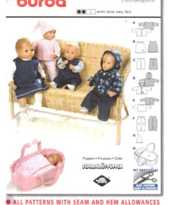 Burda 8591 Doll Clothes and Carrier Size: 16-18" Uncut Sewing Pattern
