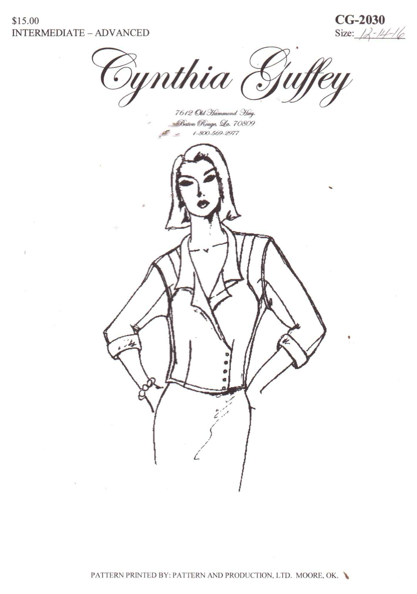 Cynthia Guffey CG-2030 Dress Size: All Uncut Sewing Pattern