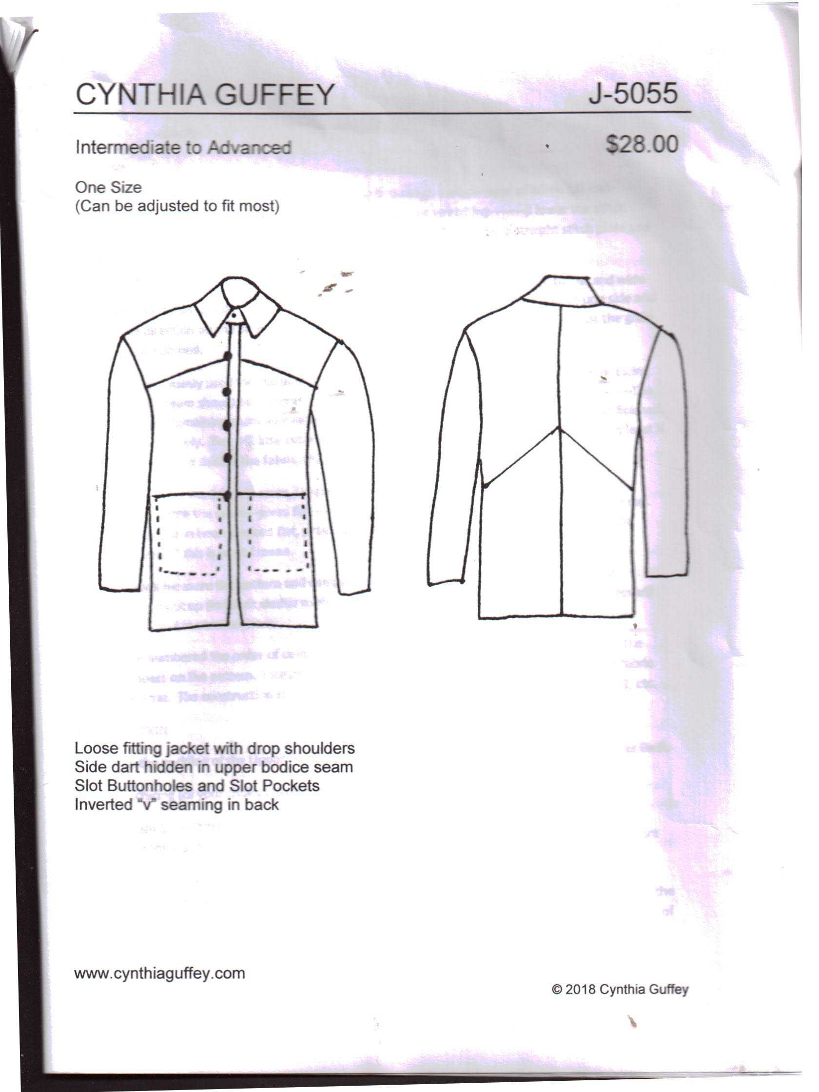 Cynthia Guffey J-5055 Jacket Size: All Uncut Sewing Pattern