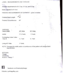 Cynthia Guffey J-5065 Jacket Size: All Uncut Sewing Pattern - Image 2