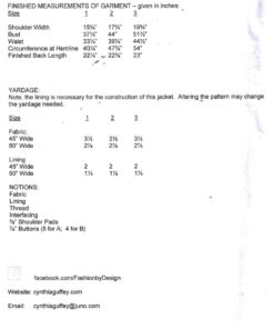 Cynthia Guffey J-5062 Jacket Size: All Uncut Sewing Pattern - Image 2