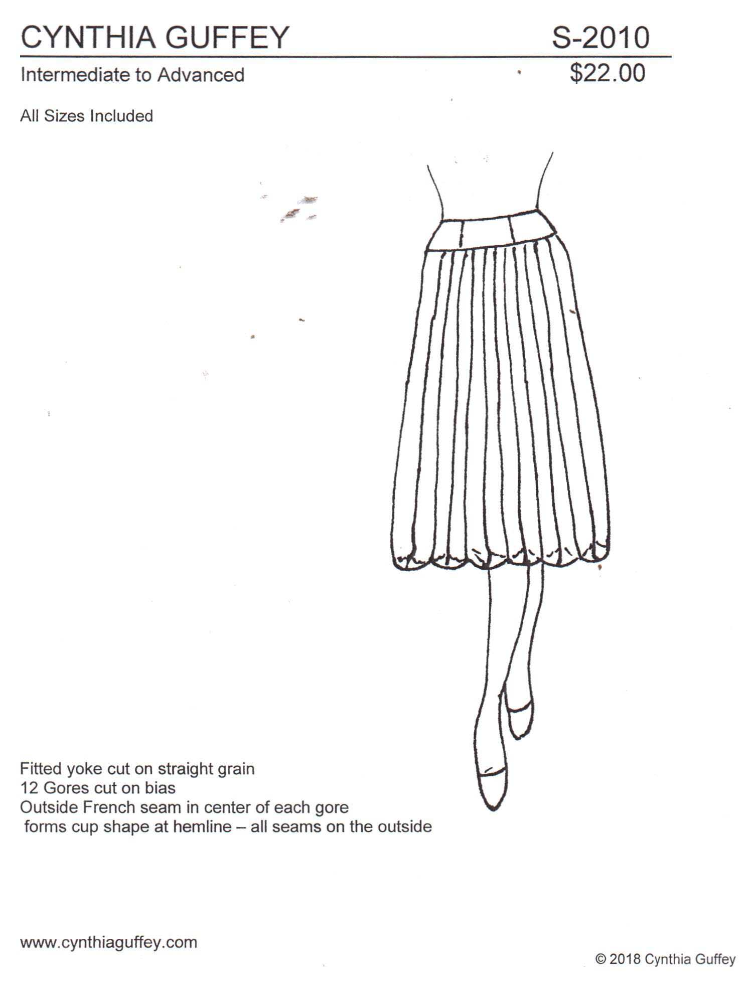 Cynthia Guffey S-2010 Skirt Size: All Uncut Sewing Pattern