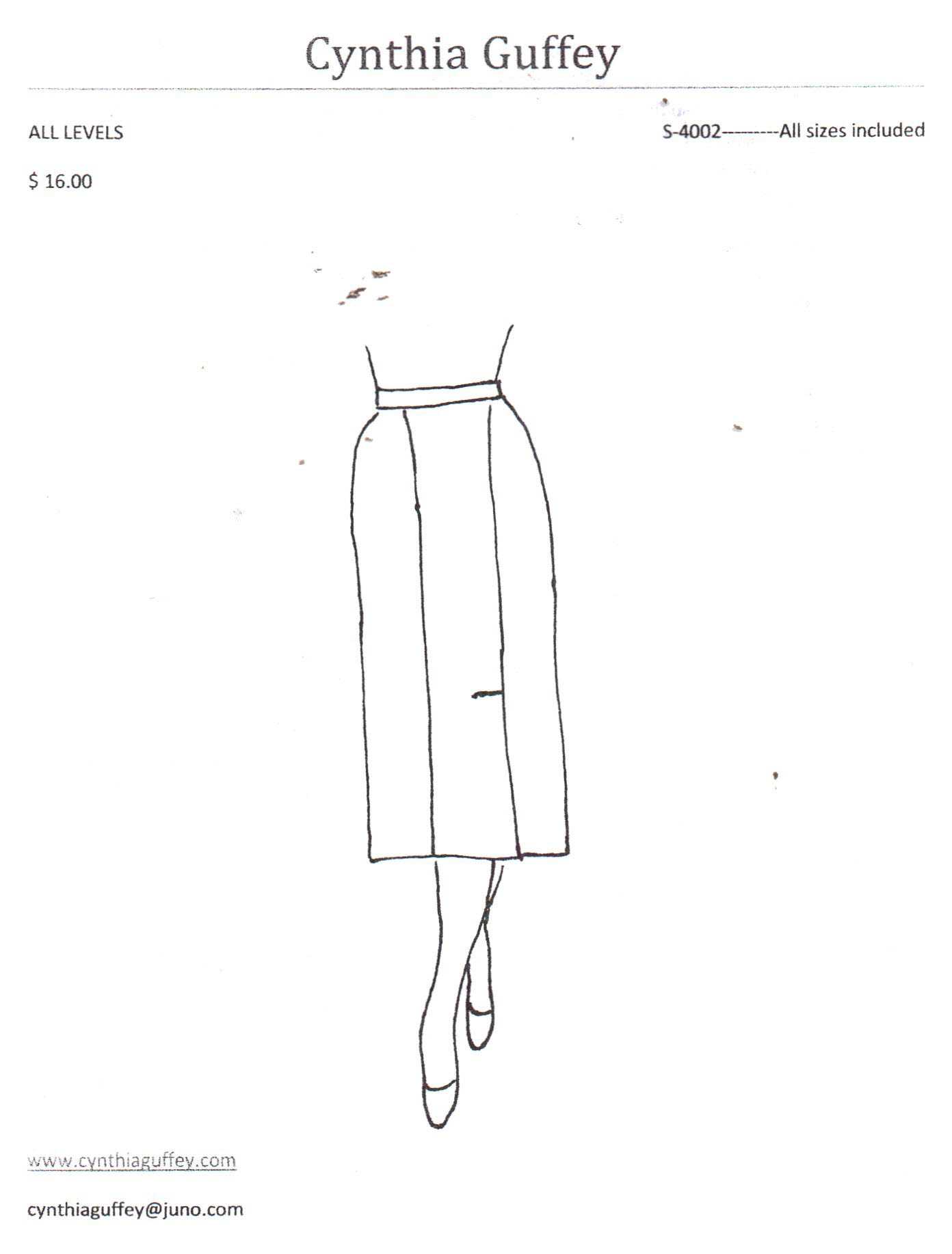 Cynthia Guffey S-4002 Skirt Size: All Uncut Sewing Pattern