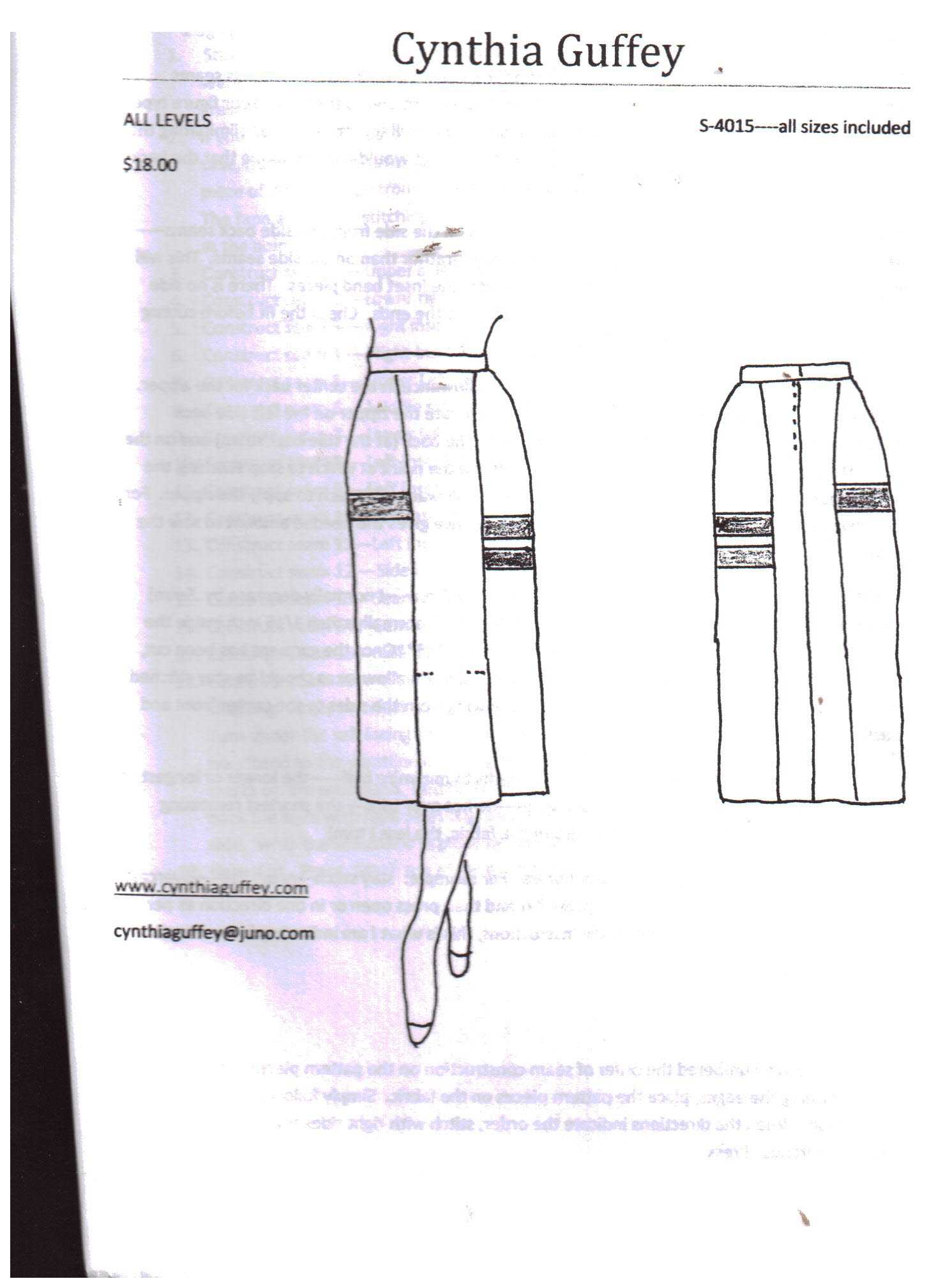 Cynthia Guffey S-4015 Skirt Size: All Uncut Sewing Pattern