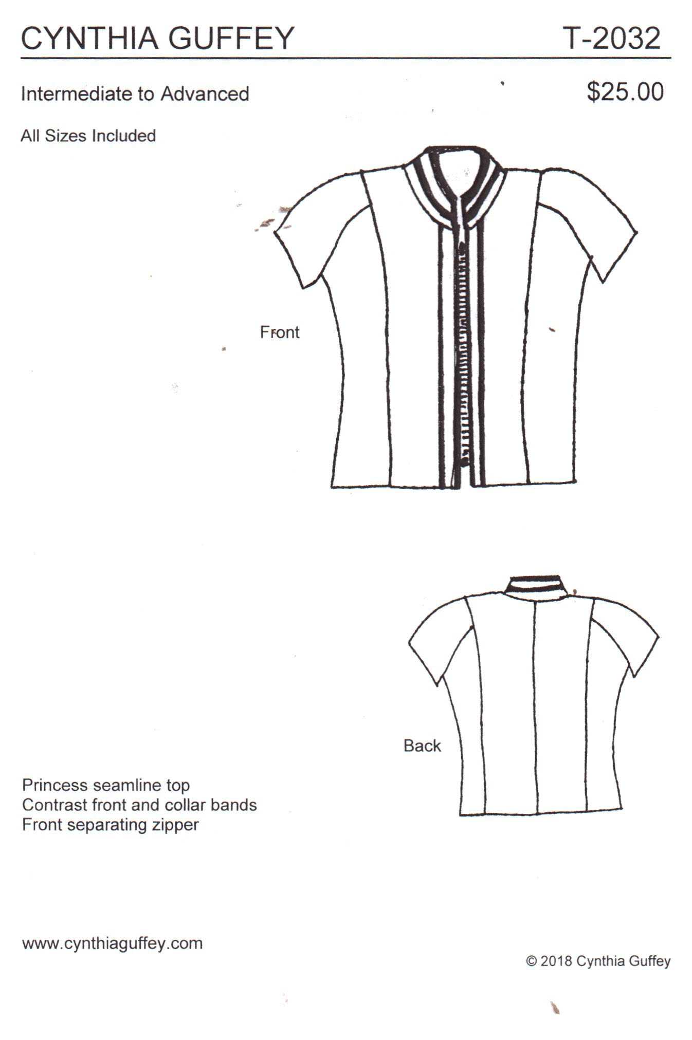 Cynthia Guffey T-2032 Top Size: All Uncut Sewing Pattern