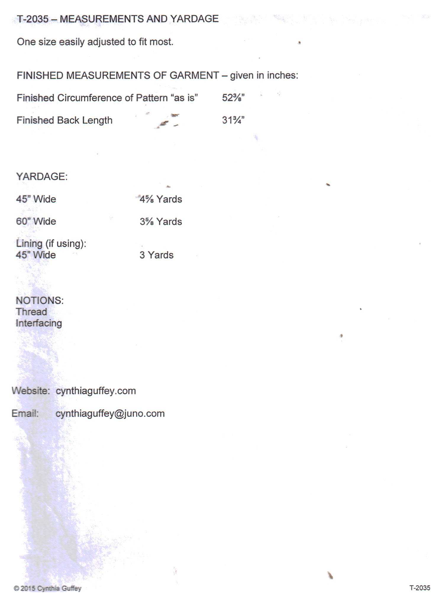 Cynthia Guffey T-2035 Top Size: All Uncut Sewing Pattern - Image 2