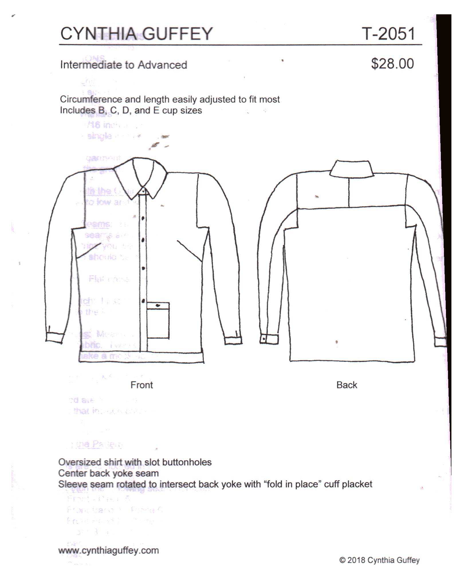 Cynthia Guffey T-2051 Top Size: All Uncut Sewing Pattern