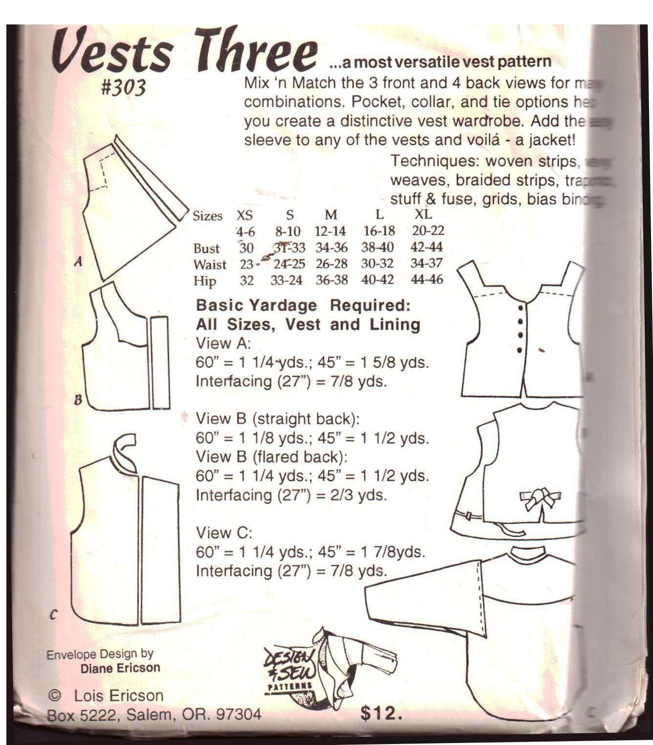 Design & Sew 303 Vest Size: XS-XL Uncut Sewing Pattern - Image 2