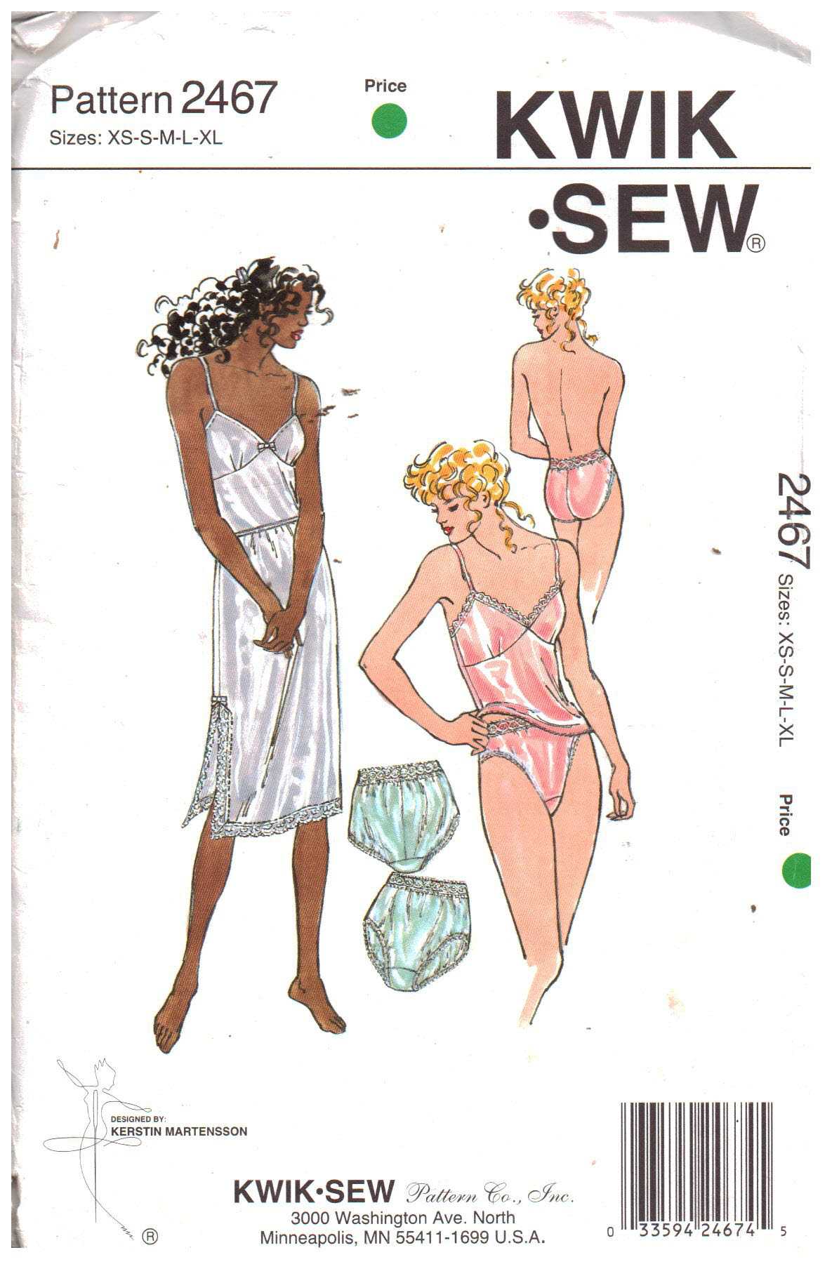 Kwik Sew 2467 Panties, Camisole, Slips Size: XS-S-M-L-XL Uncut Sewing Pattern