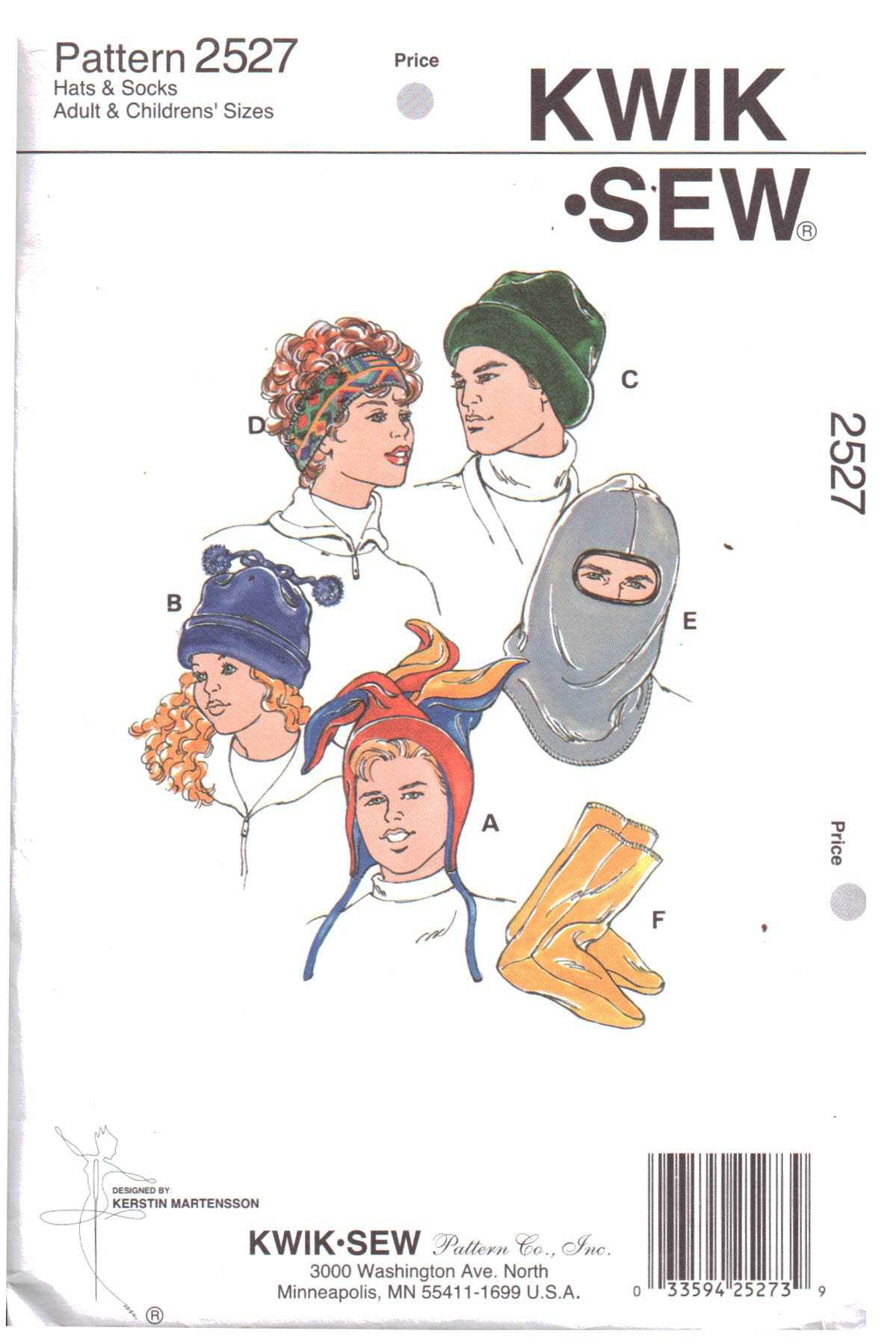 Kwik Sew 2527 Hats, Socks Size: All Uncut Sewing Pattern
