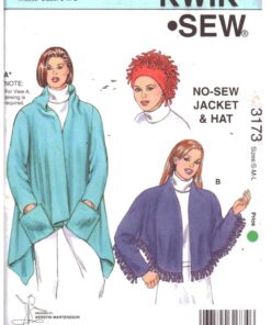 Kwik Sew 3173 Jacket, Shawl, Hat Size: S-M-L Uncut Sewing Pattern