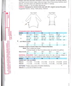 Kwik Sew 3802 Tops Size: XS-S-M-L-XL Uncut Sewing Pattern - Image 2