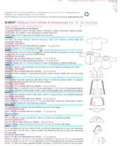 Kwik Sew K3937 Giddyup Doll Clothes & Accessories Size: 18" Uncut Sewing Pattern - Image 2