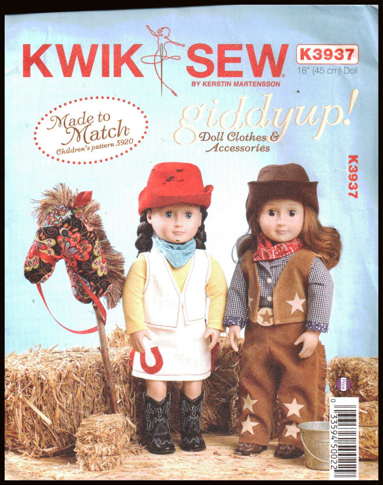 Kwik Sew K3937 Giddyup Doll Clothes & Accessories Size: 18" Uncut Sewing Pattern