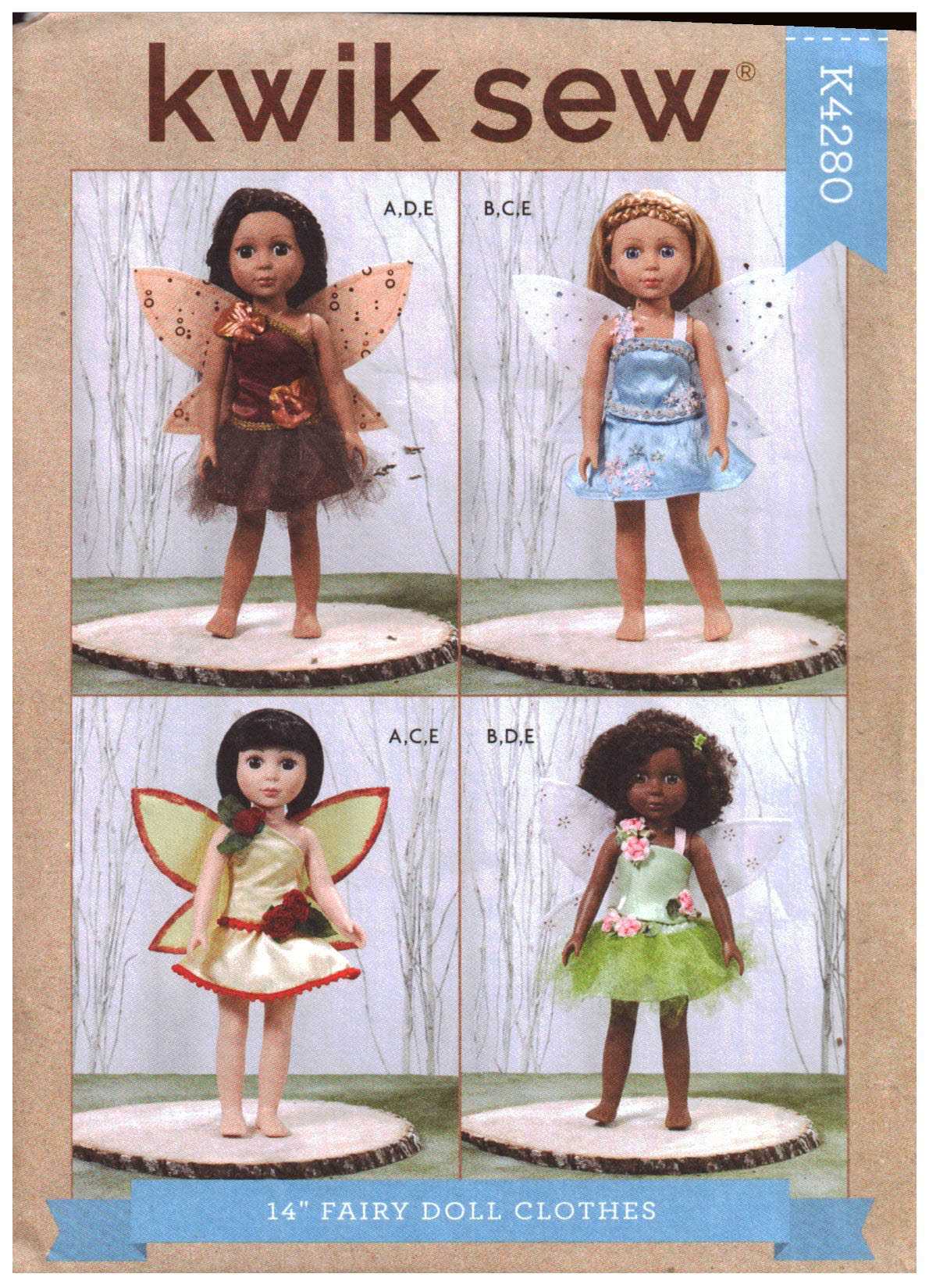 Kwik Sew K4280 Fairy Dolls Clothes Size: 14" Uncut Sewing Pattern