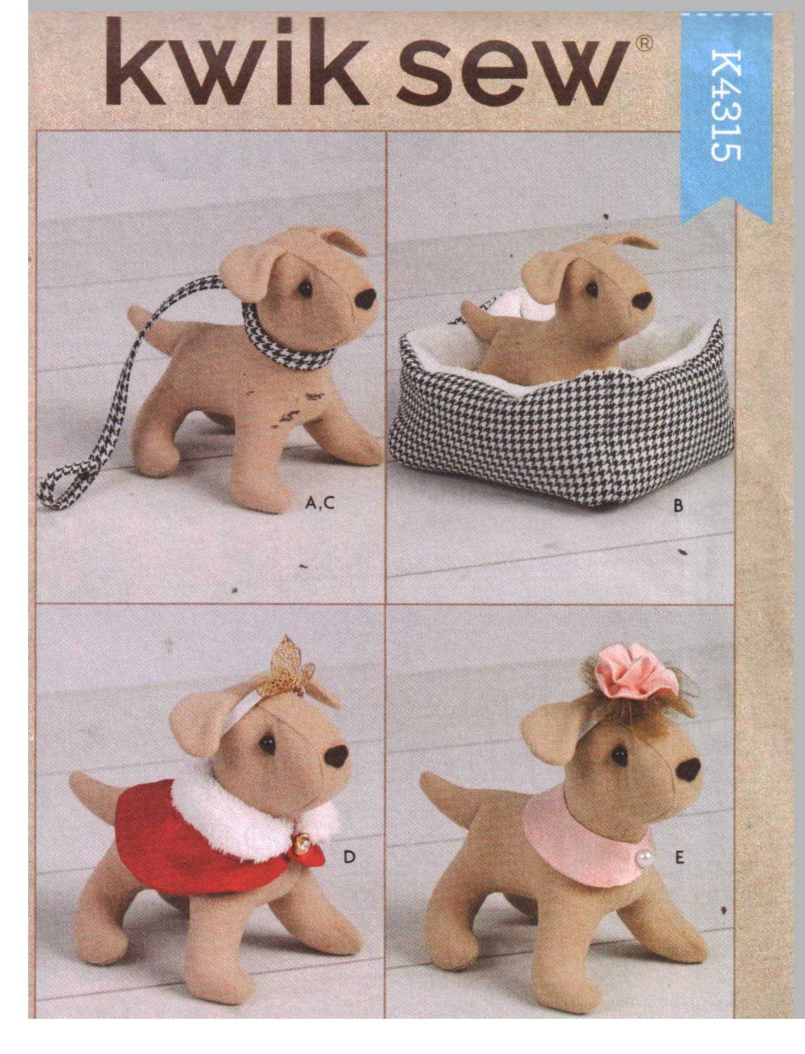 Kwik Sew K4315 Soft Dog 6" and Accessories for 18" Doll Uncut Sewing Pattern
