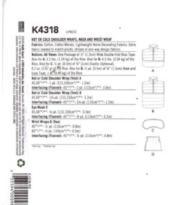 Kwik Sew K4318 Hot/Cold Shoulder Wraps, Mask, Wrist Wrap Size: One Uncut Sewing Pattern - Image 2