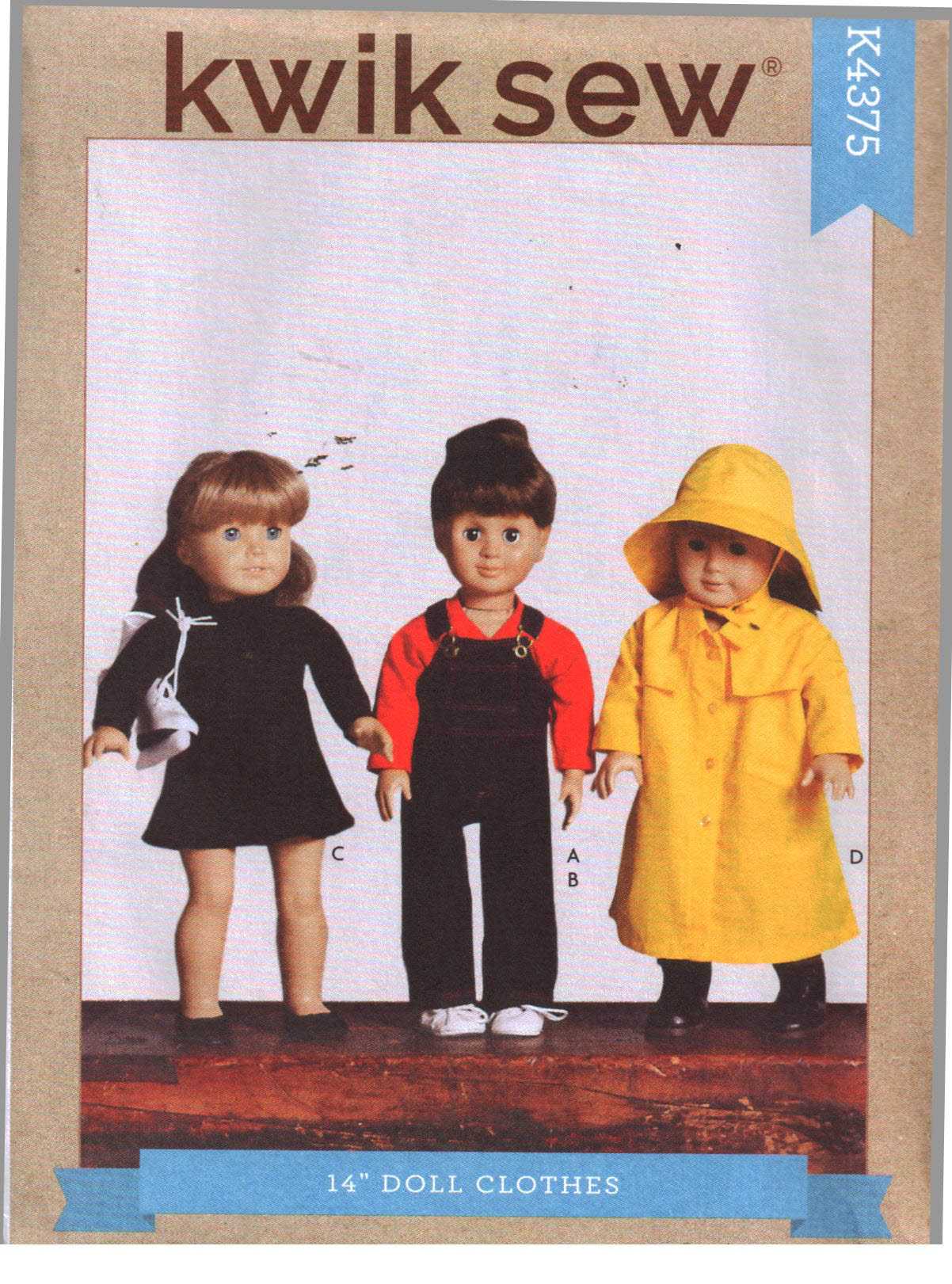 Kwik Sew K4375 Doll Clothes Size: 18" Uncut Sewing Pattern