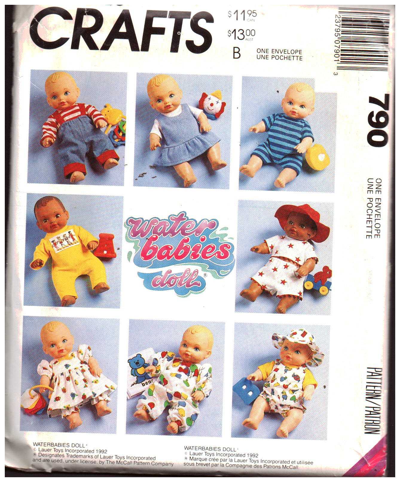 McCall's 790 Doll Clothes Size: 12-14/16-18/20-22 Uncut Sewing Pattern